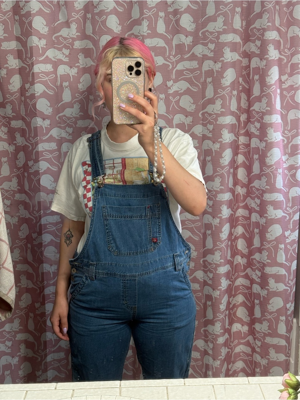 Classic Blue Denim Overalls with cute Front Pocket dickies! size small :3